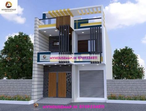 3d front elevation 20×45 ft 3d Front Elevation, Colour Combinations Interior, 2bhk House Plan, Living Hall, Front Elevation Designs, Welcome To My House, Elevation Design, House Map, Construction Cost