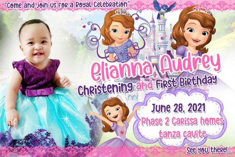 Sofia The First Invitation Template, Sofia The First Invitation, Princess Sofia Invitations, Sofia The First Birthday Party, How To Make Invitations, Minnie Mouse Birthday Invitations, Minnie Mouse Invitations, Invitation Layout, Invitation Design Template