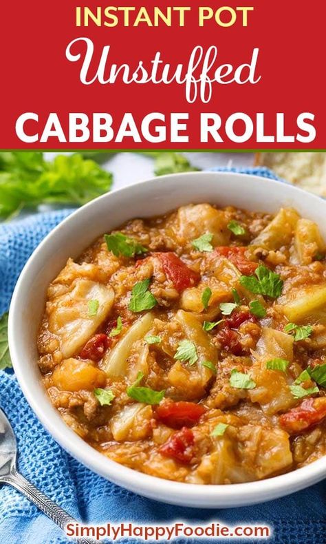 Instant Pot Unstuffed Cabbage Rolls, Easy Cabbage Rolls, Unstuffed Cabbage Rolls, Thick Stew, Unstuffed Cabbage, Cabbage Roll Soup, Cabbage Roll, Pot Recipes Healthy, Cabbage Rolls Recipe