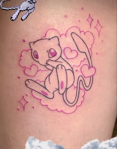 Ponyta Pokemon Tattoo, Shiny Pokemon Tattoo, Mew Art Pokemon, Espeon Tattoo Design, Kawaii Anime Tattoo, Poke Ball Tattoo, Mew Pokemon Tattoo, Lapras Tattoo, Glaceon Tattoo