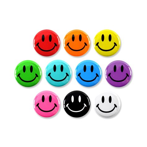 Multicolor Megapack! A rainbow of smileys perfect as party favors, gifts, prizes, birthdays, or any other occasion! This is being sold as a pack of 250. So if you order a quantity of 1 you will get 250. 250 Pack - Rainbow Colored Classic Smiley Face Megapack Pinback Button Badges - 1 Inch SKU: wbMultiSM-0001-0250 Pins Design Button, Classic Smiley Face, Pinback Buttons, Custom Buttons Pins, Button Badges, Pin Button Design, Pride Buttons, Funky Shirts, Button Maker