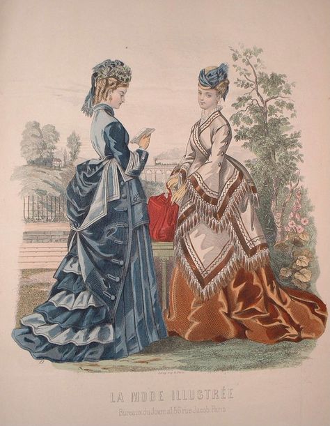 1874 fashion | 26-10-11 1874 Fashion Plate 1870 Fashion, 1870s Dress, Victorian Fashion Women, 1870s Fashion, Victorian Era Fashion, 19th Century Fashion, Victorian Design, Victorian Clothing, Old Fashion