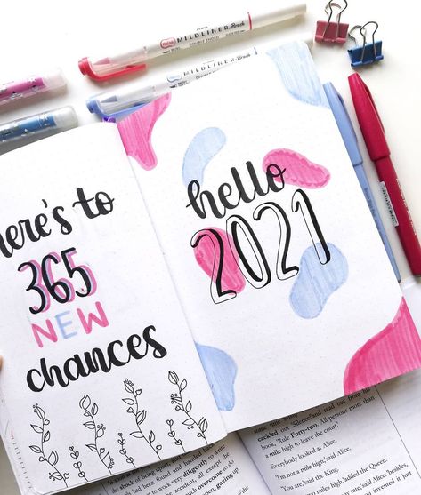 25+ Interesting 2021 Bullet Journal Ideas For New Year Planner Cover Design Ideas 2023, New Bullet Journal Set Up, Journal Ideas For New Year, Bujo New Year, Bullet Journal Year Cover, Bujo Year Cover, Journal Ideas 2023, Year Journal Ideas, New Year Journal Ideas