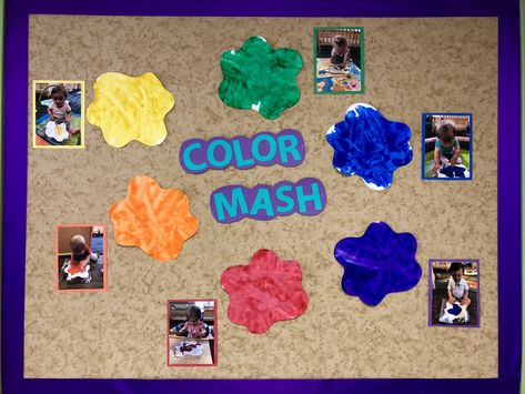 Color And Shape Bulletin Board, All About Me Infant Activities Crafts, Infant Classroom Decorations Ideas, Shape Crafts For Infants, Young Toddler Classroom Ideas, How To Decorate Infant Classroom, Shapes And Colors Infant Art, I Have Feelings Infant Theme, Color And Shapes Infant Activities