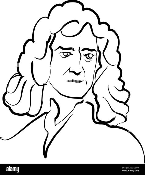 Isaac Newton Drawing, Marketing Project, Office Wallpaper, Isaac Newton, Drawing Simple, Simple Cartoon, Outline Drawings, Landscape Drawings, Vector Drawing