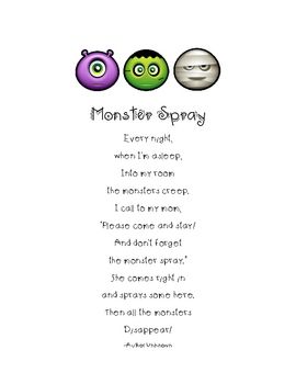 Halloween Monster Spray Poem No Monster Spray, Monster Songs Preschool, Monster Poem, Diy Lavender Bags, Monster Spray For Kids, Teach Your Monster To Read, M Is For Monster, Monster Drink, Monster Spray