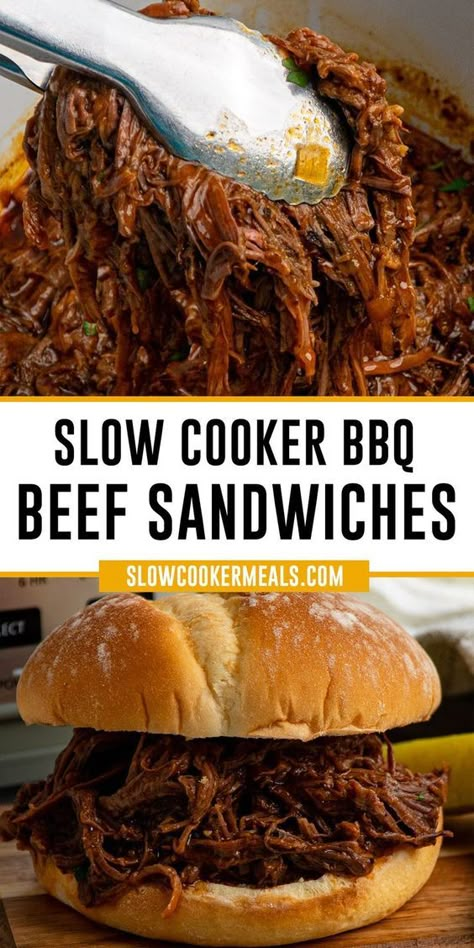 Barbecue Beef Sandwiches, Beef Sandwiches Recipes, Shredded Beef Sandwiches, Slow Cooker Bbq Beef, Hot Beef Sandwiches, Bbq Beef Sandwiches, Slow Cooker Shredded Beef, Beef Sandwich Recipes, Chuck Roast Recipes