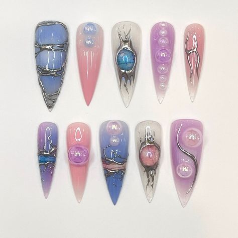 This Acrylic & Press On Nails item by LilyNailsArt has 210 favorites from Etsy shoppers. Ships from Dallas, TX. Listed on Aug 21, 2024 Nail Design For Birthday, Design For Birthday Party, Blue Stiletto Nails, Stiletto Press On Nails, Design For Birthday, Nails Unique, Long Stiletto, Silver Chrome, Nail Jewelry