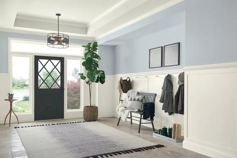 The Best Mudroom Paint Colors for Hiding Dirt Best Paint Color To Hide Dirt, Mudroom Locker Paint Colors, Rainy Afternoon Paint Color, Color Drenched Mudroom, Mudroom Paint, Entryway Paint, Entryway Paint Colors, Mudroom Paint Color, Mudroom Entryway