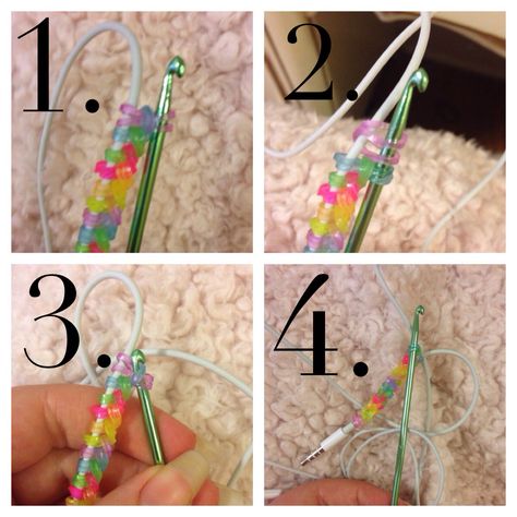 Rainbow loom headphones/chargers Loomband Ideas, Loom Band Patterns Instructions, Loom Band Patterns, Rainbow Loom Bracelets Easy, Fun Loom, Kandi Cuff Patterns, Rubber Band Crafts, Rainbow Loom Creations, Rainbow Loom Patterns