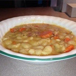 Dads Lima Bean Soup with Ham Bone - Allrecipes.com Bean Soup Recipes Crockpot, Ham Bone And Bean Soup, Bean Soup With Ham Bone, Soup With Ham Bone, Soup Recipes Crockpot, Lima Beans And Ham, Bean Soup With Ham, Ham Bone Recipes, Asian Entrees