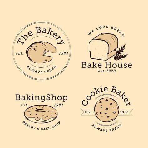 Free vector retro design bakery logo | Free Vector #Freepik #freevector #logo-design #logo-templates #logo #brand-logo Bakery Logos Ideas, Bakery Brand Design, Cake Company Logo, Cookie Shop Logo, Logo Design For Bakery, Retro Bakery Logo, Bakery Logo Design Ideas, Bread Logo, Bakery Logos