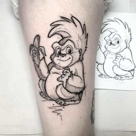 Terk Tarzan, Tarzan Tattoo, Cartoon Tattoo Ideas, Mum Tattoo, Animated Shows, Disney Sleeve, Cartoon Tattoo, Single Line Tattoo, My Tattoos