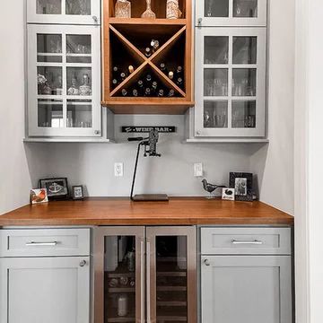 Wet Bar Wood Countertop, Small Wet Bar Ideas, Small Wet Bar, Wet Bar Ideas, Wet Bar Basement, Countertops Ideas, Wood Countertop, Home Bars, Bar Designs