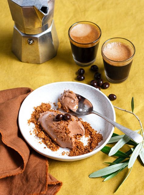 Espresso Martini Mousses on Ginger and Hazelnut Crumb | dish - Dish Chocolate Coffee Beans, Recipes For Chicken, Crumb Recipe, Good Pie, Winter Dishes, Ginger Nut, Small Food Processor, Mousse Recipes, Favourite Food