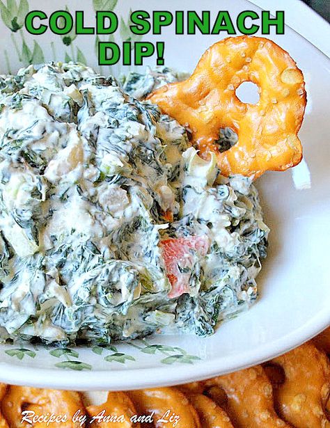 Cold Spinach Dip - 2 Sisters Recipes by Anna and Liz Cold Spinach Dip, Appetizer Dips Cold, Spinach Dip Cold, Appetizers Cold, Best Spinach Dip, Knorr Spinach Dip, Cold Appetizers Easy, Best Spinach Artichoke Dip, Appetizers Easy Dips