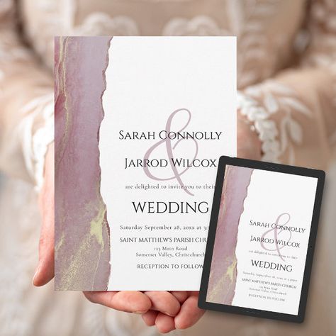 Elegant Dusty Pink Mauve Lilac Wedding Invitation Viva Magenta Color Palette, Bride And Groom Drawing, Groom Drawing, Magenta Color Palette, Lilac Wedding Invitation, Viva Magenta Color, Dusty Pink Wedding Invitations, Lilac Wedding Invitations, Dusty Pink Wedding