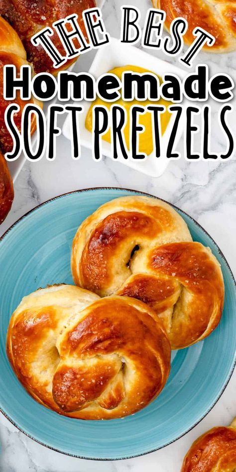 Homemade soft pretzels are soft and chewy with the perfect amount of salty flavor. Serve them with your favorite dipping sauce or enjoy them plain. Either way, you'll be hooked on our Homemade Soft Pretzels! Soft Pretzel Recipe Easy, Easy Teriyaki Sauce Recipe, Homemade Pretzels Recipe, Frozen Pretzels, Bread Bar, Pretzel Dough, Soft Pretzel Recipe, Teriyaki Sauce Recipe, Homemade Pretzels