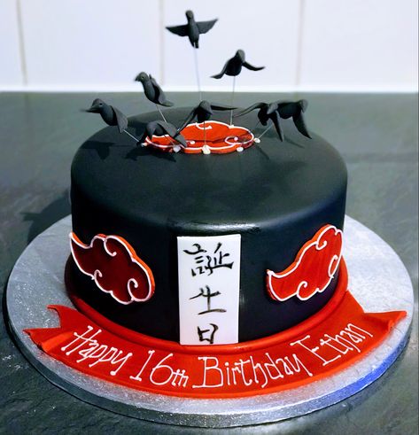 Akatsuki Cake Ideas, Itachi Birthday Cake, Itachi Cake Ideas, Anime Theme Cake, Akatsuki Cake, Naruto Decor, Birthday Cake For Man, Sasuke Birthday, Birthday Cake For Boyfriend