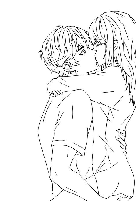 Cute Anime Couple Coloring Pages, Kissing Couples Drawing Template, Body Base Drawing Couple, Anime Base Couple, Best Anime Series, Cute Couple Sketches, Famous Works Of Art, Alphabet Animals, Romantic Drawing