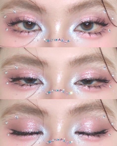 Concert Makeup Kpop, Pink Concert Makeup, Kpop Concert Makeup, Svt Concert, Concert Makeup, Sparkly Makeup, Make Up Inspo, Festival Makeup, Pink Makeup