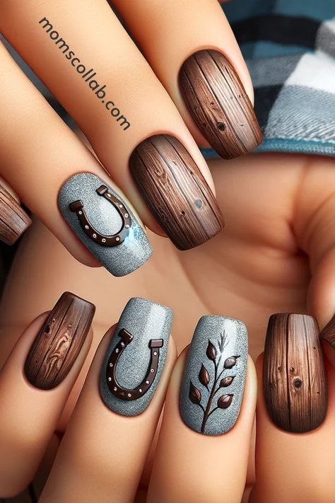 We've rounded up 10 breathtaking Western style nail design ideas that promise to transform your nails into a canvas of frontier dreams. Horse Gel Nails, Horse Themed Nails, Leather Nails Design, Western Fingernails, Horse Nail Ideas, Wrestling Nails Designs, Western Chic Nails, Country Nails Ideas, Arizona Nail Ideas