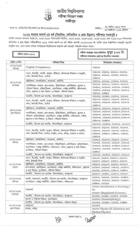 National University Honours 2nd Year Routine 2019 – National University Honors 2nd Year Examination Routine 2019 has been published. If you are a student of Honors Course under National University and searching for 2nd-year exam routine 2019 then you are in the right place where you will get all information about National University such as NU admission circular, NU Exam routine, NU examination result & other education-related information. In this post, we are providing NU Honours 2nd Exam Routine, Examination Results, Exam Schedule, Exam Time, National University, 2nd Year, Key Dates, Exam Results, Question Paper