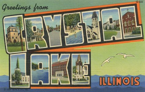 Greetings from Crystal Lake, Illinois - Large Letter Postcard | Flickr Des Plaines Illinois, Crystal Lake Illinois, Joliet Illinois, Postcard Book, Crystal Lake, Large Letters, Photo Postcards, Fridge Magnet, Post Cards