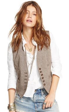 Wool Vest Outfit, Southern Monogram, Waistcoat Outfit, Vest Outfits For Women, Herringbone Vest, Waistcoat Woman, Southern Shirt, Southern Marsh, Blazer Jackets For Women