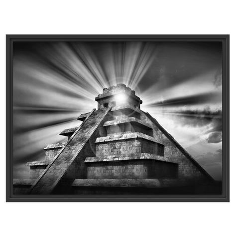 Mayan Pyramid Temple Framed Photographic Print East Urban Home Size: 60cm H x 80cm W Aztec Pyramid Tattoo Design, What Is A Shadow, Aztec Temple, Aztec Drawing, Aztec Pyramids, Shadow Gap, Temple Tattoo, Aztec Tattoo Designs, Mexican Culture Art