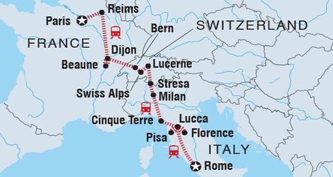 Northern Italy Map, Europe Planning, Travel To Rome, France Train, Map Of Switzerland, Europe Trip Planning, Lake Lucerne, Rome Attractions, Europe Train