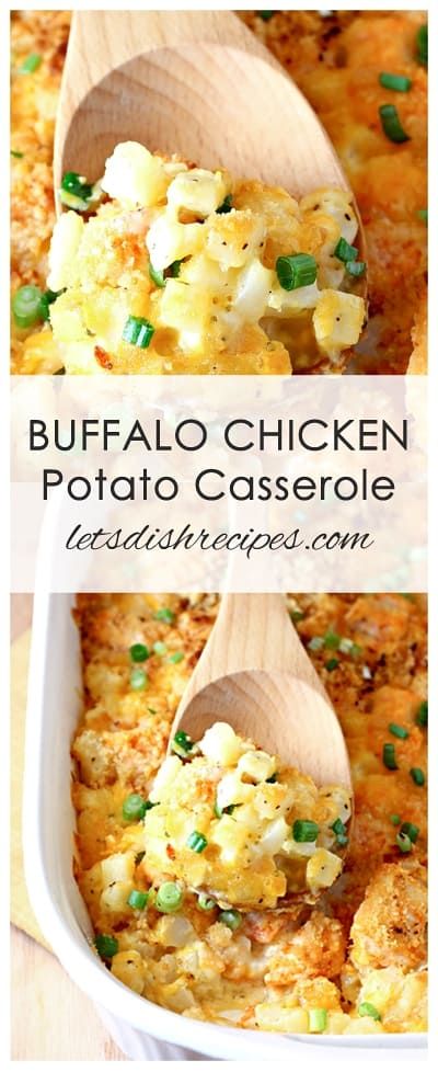 Cheesy Diced Potatoes, Buffalo Chicken Potato, Hot And Spicy Chicken, Chicken Potato Soup, Casseroles Recipes, Chicken Potato Casserole, Chicken Buffalo, Baked Buffalo Cauliflower, Casserole Chicken