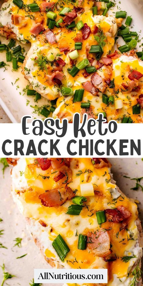 Crack Chicken is a must-try for anyone seeking a delicious keto dinner! If you need easy keto recipes this one fits perfectly into a high-protein diet, offering healthy chicken dinners that's both healthy and delicious. This is a perfect one pan recipe - the kind of keto meal you need. Easy Healthy One Pan Dinner, Easy No Carb Dinner, Cheap Easy Low Carb Meals, Low Cal Keto Meals, Keto And Gluten Free Recipes, High Protein Keto Meals, Keto Rotisserie Chicken Recipes, Gluten Free High Protein Meals, Diabete Recipes For Dinner Easy Chicken