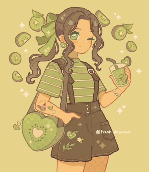 Emily / Boba 🍊🧡 on Twitter: "Commission for @lilkiwwie !! 🥝💚 my commissions request form is OPEN https://t.co/lpHPpReawi https://t.co/DqBqZEbpOU" / Twitter Fresh Bobatae Art Wallpaper, Fresh_bobatae Art, Cute Animal Drawings Kawaii, Dessin Adorable, Cute Easy Drawings, Cute Little Drawings, Cute Art Styles, Kawaii Drawings, Kawaii Art