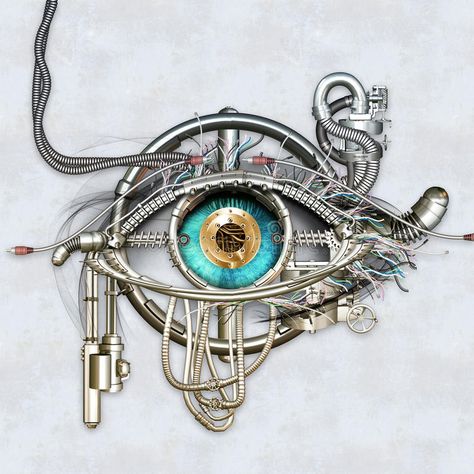 Steampunk Art Drawing, Steampunk Eye, Mechanical Art, Steampunk Art, A Level Art, Eye Art, Inspirational Wall Art, Flower Fashion, Silver Turquoise