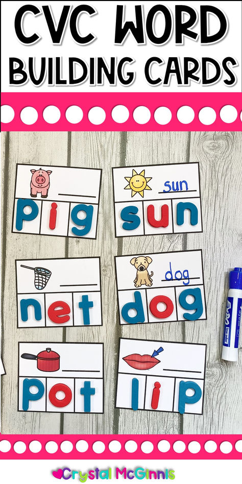 This engaging CVC word practice activity is perfect for cvc word centers, cvc word games, literacy centers, word work, and more. Students stretch and spell the cvc words on each card, build the word with letter tiles (provided by you), and write the missing letters with their expo marker. Cvc Words Activity, Cvc Centers, Cvc Word Games, Cvc Word Practice, Missing Letters, Cvc Word Activities, Expo Marker, Letter Tiles, Cvc Word