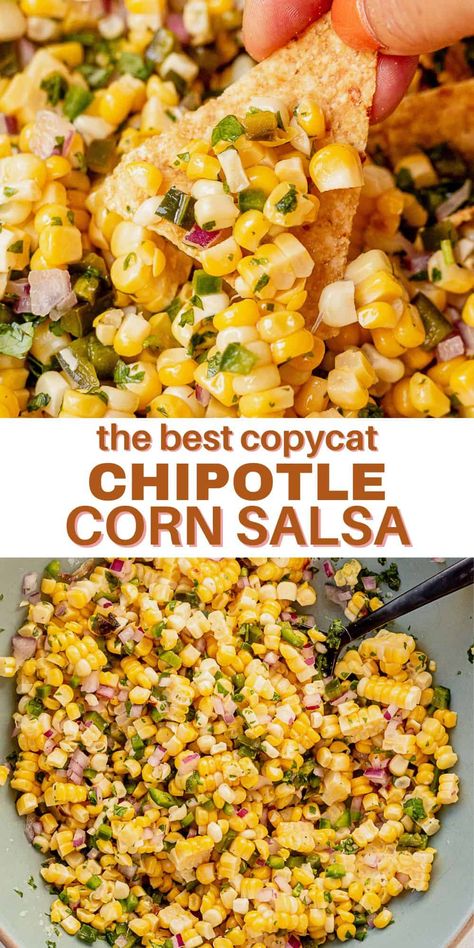 Chipotle Corn Salsa Recipe Copycat, Copycat Chipotle Corn, Roasted Chili Corn Salsa, Chili Corn Salsa, Chipotle Corn Salsa, Chipotle Corn, Copycat Chipotle, Corn Salsa Recipe, Roasted Poblano Peppers