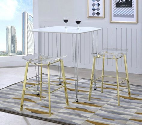 Acrylic gold metal bar stools Gold Bar Stools, Acrylic Bar Stools, Acrylic Bar, Contemporary Bar Stools, Backless Bar Stools, Wayfair Furniture, Gold Legs, Metal Bar Stools, Upholstered Side Chair