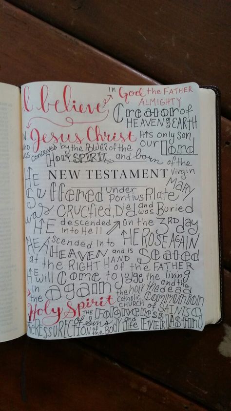 I may add more detail or color to this Bible Art Journaling page ~ New Testament cover page ~ Apostles Creed New Testament Cover Page, Bible Board, Old Testament Bible, New Testament Bible, Apostles Creed, Bible Doodling, Life Management, Study Aesthetic, Bible Notes