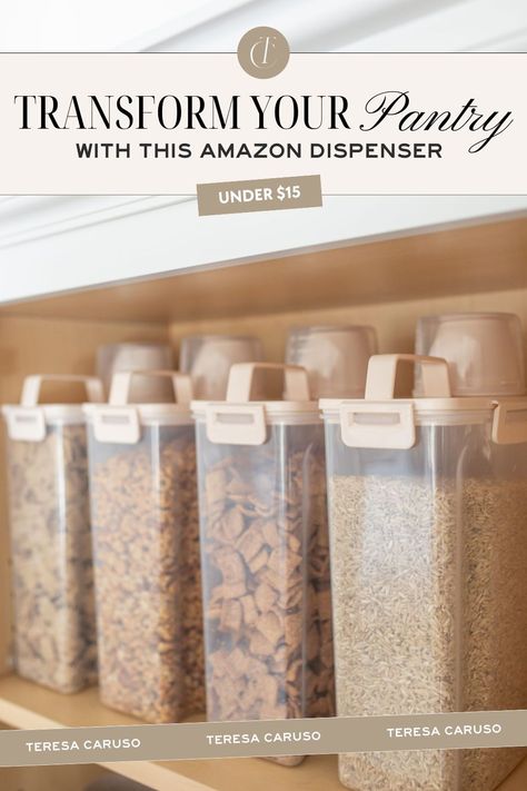 If you’re looking for a way to organize dry foods in your pantry, like cereal, rice, and flour, look no further. You know I’m constantly looking for products that make my home and life just a little bit easier, and these food dispensers do just that. Not only are these dispensers airtight, but they also include a measuring cup, portable handle, and spout. We especially love using them for cereal. If you're looking for pantry organization, tap to shop these Amazon must have pantry containers! Cleaning Cart, Teresa Caruso, Pantry Containers, Food Dispensers, Cereal Storage, Dry Food Storage, Small Business Gifts, Kitchen Clutter, Gift Post