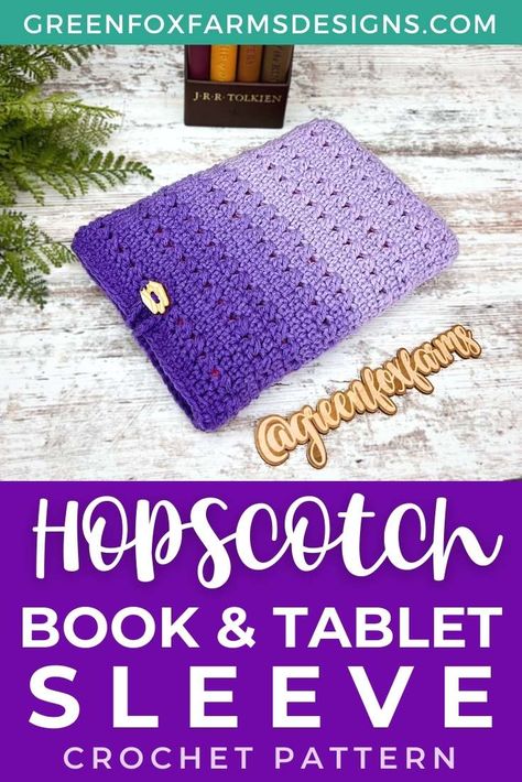 Hops Book Sleeve PIN 6 Book Sleeve Crochet Pattern, Crochet Tablet Cover, Sleeve Crochet Pattern, Book Sleeve Crochet, Crochet Book Cover, Crochet Book, Book Pouch, Kindle Sleeve, Sleeve Crochet