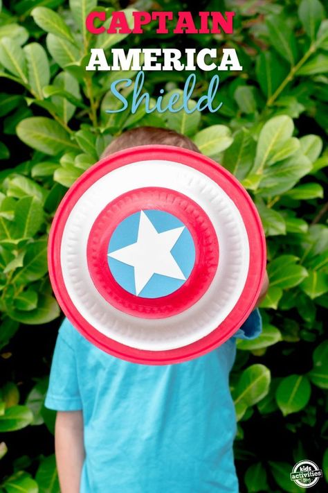 Captain America Shield | An Easy Paper Plate Craft for Kids Captain America Craft, Superhero Shield Craft, Diy Shields For Kids, Shield Craft For Kids, Diy Captain America Shield, Shield Craft, Diy Avengers, Superhero Camp, Avengers Crafts