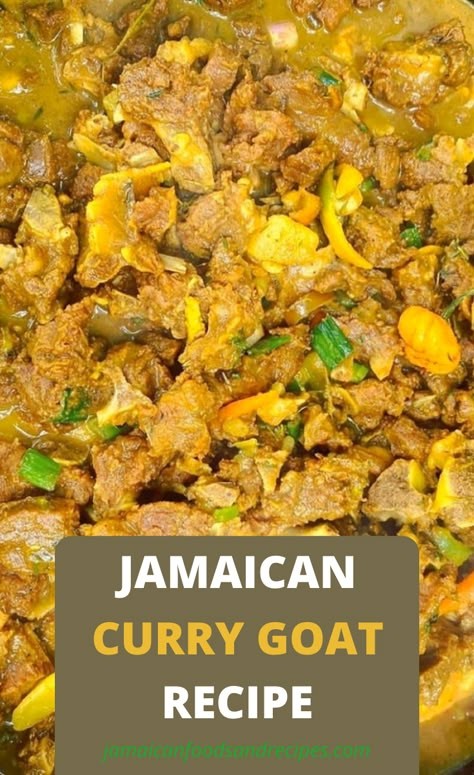 I am so excited to finally share this Jamaican curry goat recipe with you. Goat meat marinade in Jamaican spices and slow cook in a savoury curry sauce you won't get enough of the finger-licking dish. #currygoatjamaicanrecipe #currygoatjamaicanrecipeslowcooker #currygoatrecipe #currygoat #currygoatrecipecaribbean #currygoatrecipecaribbeanfood #currygoatjamaican Authentic Jamaican Curry Goat, Curry Goat Jamaican Recipe Slow Cooker, Curry Goat Recipe Caribbean, Curry Goat Jamaican Recipe, Jamaican Spices, Goat Stew Recipe, Curry Goat Recipe, Jerk Lamb, Chicken Rice And Peas