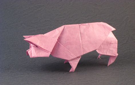 Origami Pigs and Boars - Page 2 of 3 | Gilad's Origami Page Origami Pig, Origami Animals, By Max, Origami Paper, Rice Paper, Bank Notes, Pigs, Pet Birds, Origami