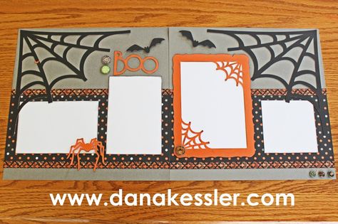 Two Page Artbooking Halloween Spiderweb Boo Scrapbook layout #ctmh #scrapbooking #scraptabulous Fall Scrapbook Layouts, Halloween Layout, Holiday Scrapbook, Carte Halloween, Halloween Scrapbook, Fall Scrapbook, Album Scrapbook, Halloween Spider Web, Scrapbook Kit