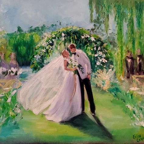 Artist Erin Crowley painting live at your wedding or event Wedding Painting Ideas, Wedding Couple Painting, Wedding Art Painting, Live Wedding Painting, Wedding Painter, Artist Wedding, Painting Wedding, Furniture Sales, Wedding Painting