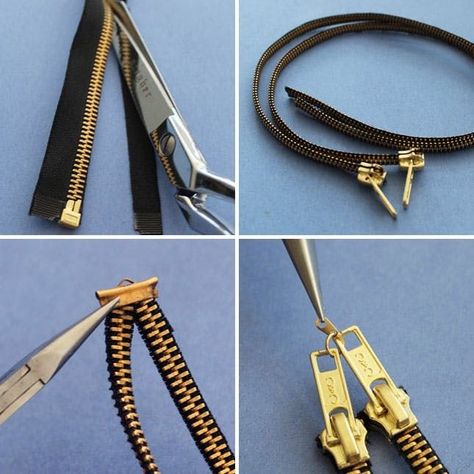 5 Ways to Turn Zippers into Awesome Arm Candy - Brit + Co Boho Bracelets Diy, Denim Bracelet, Zipper Bracelet, Braid Cuffs, Zipper Crafts, Zipper Jewelry, Denim Jewelry, Bracelet Kits, Bracelet Crafts