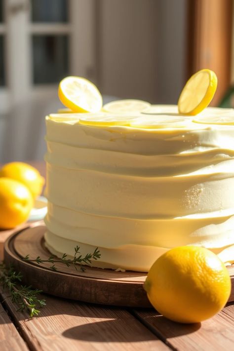 Spring cake ideas featuring a colorful assortment of desserts including a Meyer lemon goat cheese cake, perfect for seasonal celebrations. Dive into delightful recipes ideal for your next spring gathering. Yellow Cake Frosting Ideas, Winter Citrus Cake, Lemon Decorated Cake, Lemon Cake Aesthetic, Spring Cake Recipes, Lemon Cake Decoration, Spring Cake Ideas, Lemon Goat Cheese, Lemon Birthday Cake