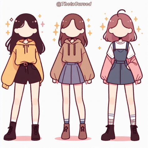 Clothes Cute Drawing, Kawaii Outfit Ideas Drawing, Yellow Outfits Drawing, Cute Outfit Drawings Easy, Simple Anime Outfits, Cute Clothes Drawing Kawaii, Cute Outfits Drawings Character Design, Drawing Inspo Outfits, Blush Drawing Reference