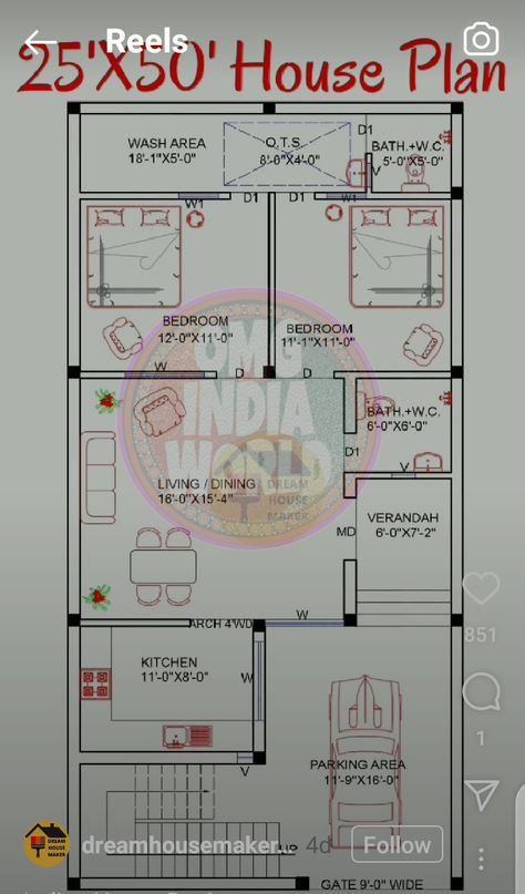 25x55 House Plan, 20x50 House Elevation, 25×50 House Plan, House Plan App, 20 50 House Plan, Small House Design Floor Plan, Smart House Plans, 30x50 House Plans, 20x40 House Plans